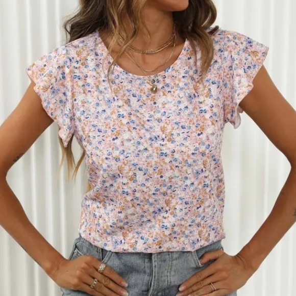 Pink BoHo Floral Blouse - Picture 4 of 5